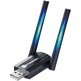 Krisnorey Long Range USB Bluetooth 6.0 Adapter for PC, Bluetooth USB Dongle | Built-in PA Enhanced 5dBi High Gain w/ Dual Antennas, Supports Windows 11/10/Linux Laptop Desktop, NOT For TV, Mac