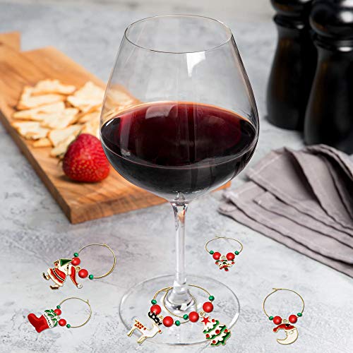 MOVINPE 30 Pieces Wine Glass Charms, Christmas Themed Wine Glass Markers Tags, Drink Markers Goblet Ring Wine Accessories