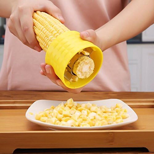 Deluxe Corn Stripper-Yellow, Creative Kitchen Corn Cob Stripper Cutter Peeler Thresher Stainless Steel Blade Newest (Z-2)