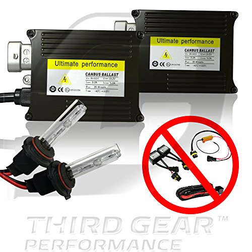 Premium Slim Canbus AC HID Xenon 35W Conversion Kit Anti Flicker Error Free No Resistor No Relay - 9006 HB4 6k 6000k Diamond White