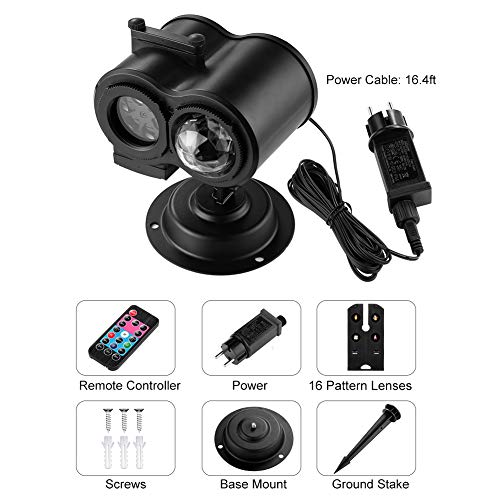 PRYMAX 【2019 Upgrade Holiday Lights Projector, Holiday Decorations Lights 2 in 1 Ocean Wave with Moving Patterns LED Landscape Lights with RF Remote Waterproof for Party, Garden,16 Slides 10 Color - Thumbnail 5