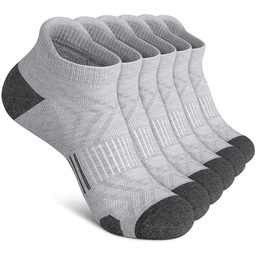 Felicigeely Ankle Athletic Running Socks Low Cut Sports Socks Breathable Cushioned Tab Socks for Men Women 6 Pairs