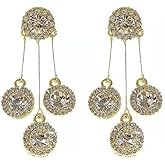 DIAMANTIO Elegant Triple Drop Dangle Earrings for Women – 18K Gold Plated Crystal Cluster Statement Jewelry with Sparkling Round CZ Accents