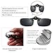Polarized Clip-on Flip Up Metal Clip Rimless Sunglasses for Eyeglasses, Lightweight, M Size, Black Lens