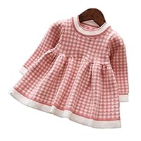 Nine Minow Children Sweater Dress Girls Knitted Thick Dresses Christmas Clothes (Pink, 18-24 Months)