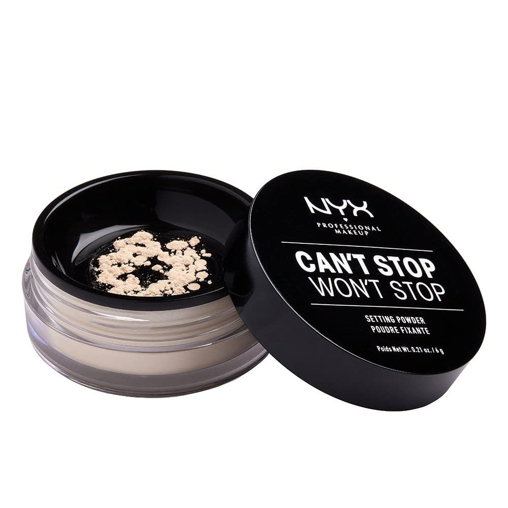 NYX Professional Makeup Can't Stop Won't Stop Setting Powder, Loose Format, Matte Finish, Oil Absorbing, Vegan Formula, Shade: Light