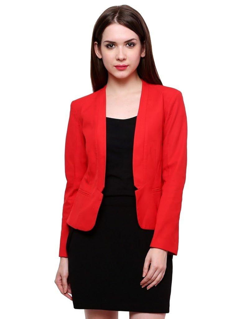 pannkh red solid women's blazer
