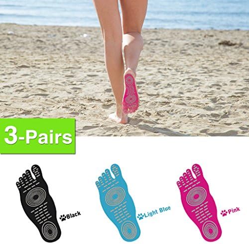 5 Pairs ELIMI Barefoot Adhesive Foot Pad ,Waterproof Anti-skid Beach Invisible Shoes for the Beach, Smooth Rock and Swimming Pool - 5 Pack