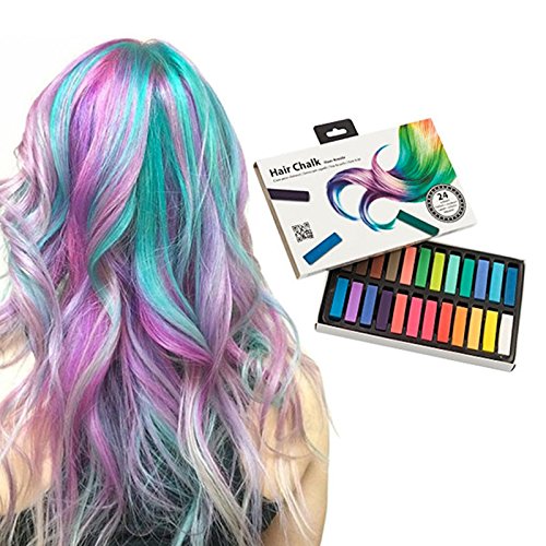 SHOP-STORY - Pack of 24 Hair Chalks - Dye-Free and Non-Toxic - 24 Colours