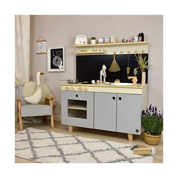 Meppi Kinderküche Malmö, Natur-grau/Spielküche aus Holz/Küche für Kinder – Bild 3