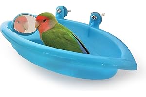 Yu’s north Bird Bathtub with Mirror Portable Bird Bath Bird Bathroom for Pet Parrots Bathing Tub Bath Box Bird Shower Bathtub Bird Cage Accessories (with Double Sided Mirror)