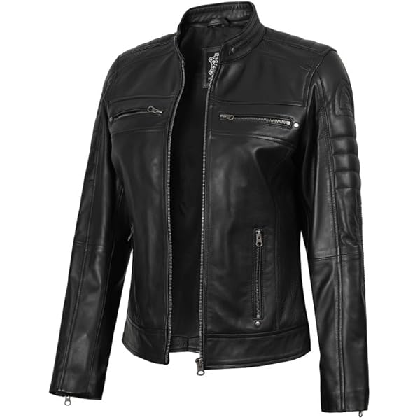 fjackets Real Leather Jacket Women - Cafe Racer Slim Fit Womens