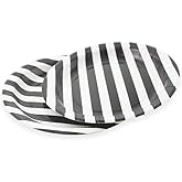 Dulousia Black Striped Paper Plates 36pcs - 9inch Round Party Plates for Dessert, Cakes, Fruits
