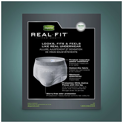 Depend Real Fit Incontinence Underwear for Men, Maximum Absorbency, L
