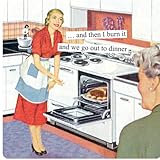 Anne Taintor Square Refrigerator Magnet - And Then I Burn It And We All Go Out To Dinner