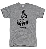 DirtyRagz Men's WWF Funny Panda Bear Wrestling T Shirt HEATHER GREY