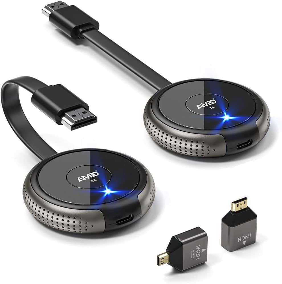 Wireless HDMI Transmitter and Receiver 4K/5G, AIMIBO HDMI Wireless Sender and Receiver Plug and Play Streaming Video for Phone, Laptop, Camera, Cable Box, PC to TV, Monitor, Projector - 165FT/50M