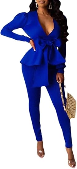 blue ruffle suit