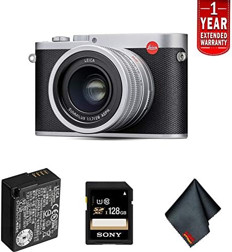 Leica Q 24.2 Megapixel Compact Digital Camera (Silver, Anodized, TYP 116) - Bundle with 1 Year Extended Warranty + Sony 128GB SDXC Memory Card