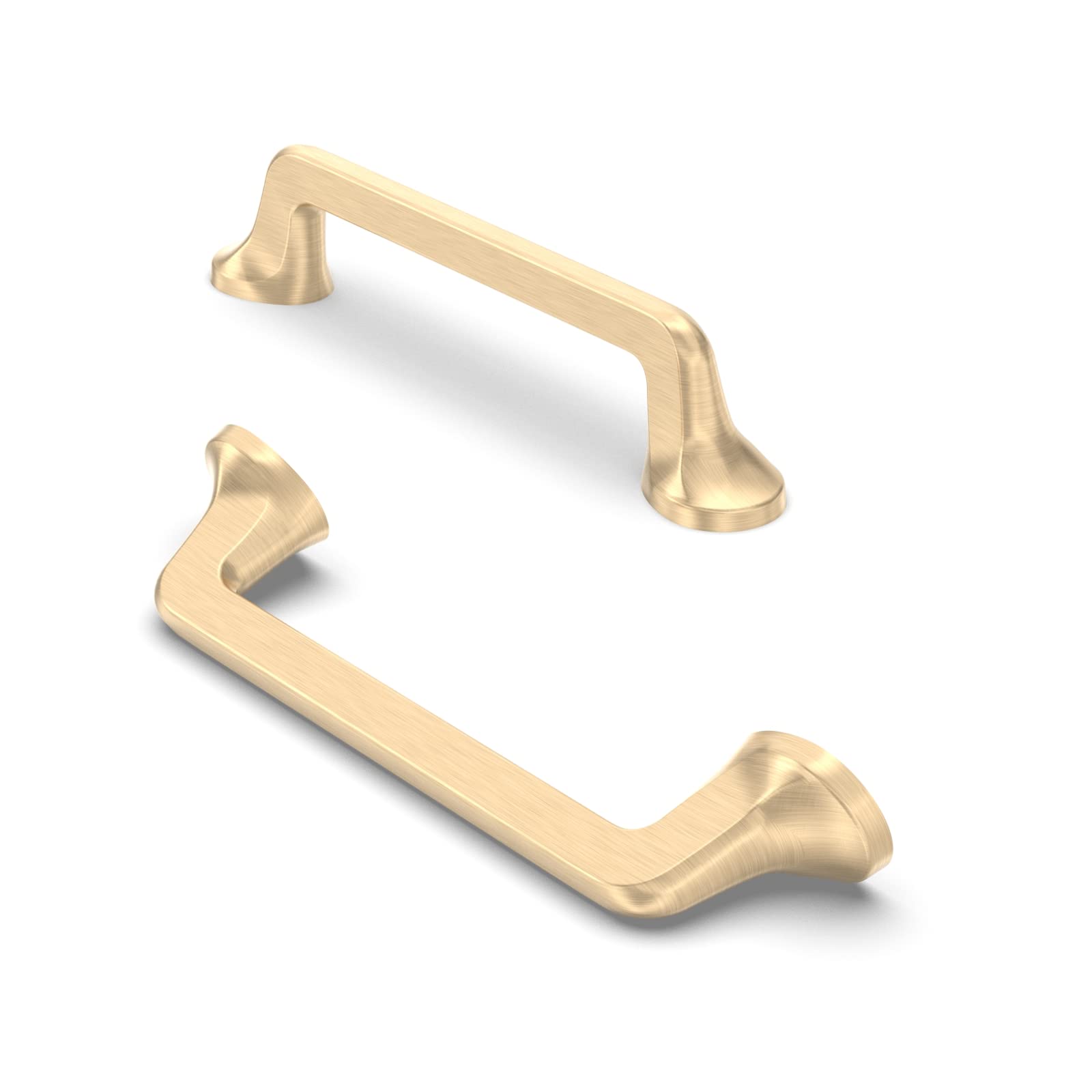 FURNIWARE 10 Pack Cabinet Pulls, Hardware Drawer Handles, Zinc Alloy Kitchen Cabinet Door Handles Pull, Satin Brushed Brass-96mm(3.8 Inch) Hole Center