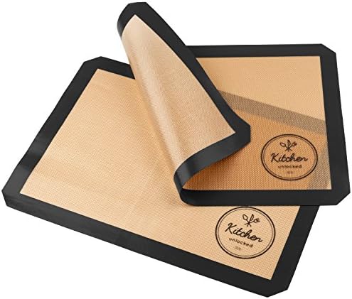 Nonstick Baking Mat Silicone Liner for Rolling and Baking Pans (Bread/Macaroon/Cookie/Cupcake) - Set of 2 (16.5 by 11.6 inches)