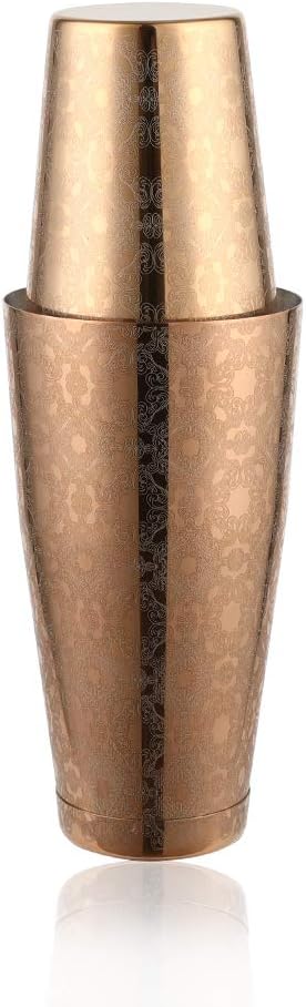 Rose Gold Boston Cocktail Shaker : 18oz Unweighted & 28oz Weighted Cocktail Shaker Set, Creative Engraving Designs Martini Shaker,2-Piece Professional Bartender Kit