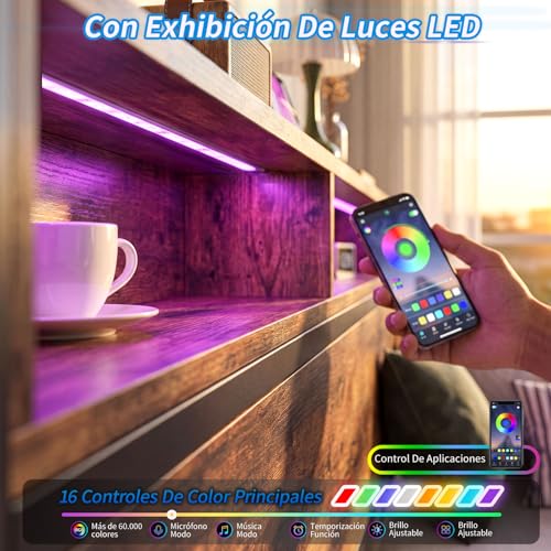 112*195*105CM Grande Sofa, Sofá Cama, Sofá Cama Individual con Respaldo con Almacenaje, luz LED y Toma de Corriente, Sofá Para Sala Apto Para Colchón de 100*190 (Sin Colchón)（Color Retro）