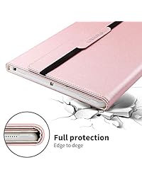 Funda para teclado iPad 9.7 2018 (6ª generación)   iPad 9.7 2017 (5ª generación)   iPad Air 2 & 1   iPad Pro 9.7   7 colores retroiluminado teclado desmontable   Soporte de piel sintética   Funda para teclado de iPad (oro rosa, 9,7)