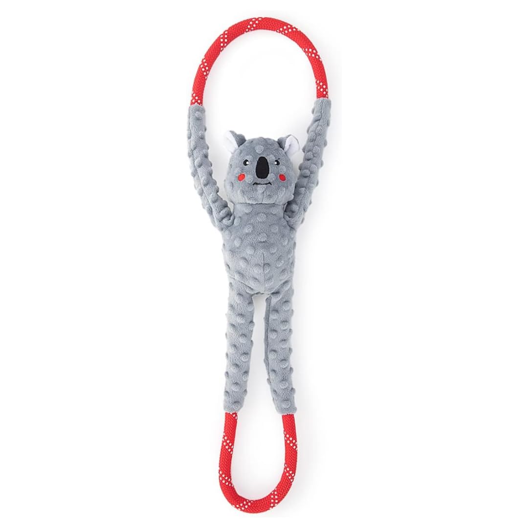 Zippy Paws Ropetugz Koala Dog Toy – Durable Plush Rope Tug Toy with Squeaker – Perfect for Interactive Play and Chewing