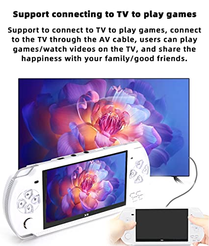 JXD Handheld Game Console 4.3 inch 8GB Built in 2000 Games for Multiple Simulators X6 Retro Video Game Console Mp3/4/Ebook TV Out Mini Hand Portable Game Player Device Holiday (White)