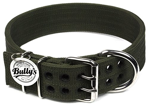 Pitbull Collar, Dog Collar for Large Dogs, Heavy Duty Nylon, Stainless Steel Hardware (XXXL-2 Inches Wide, Army Green) - Thumbnail 3