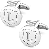 HHGEE XING Cufflinks for Men Initial Classic Round Stainless Steel Letter Cuff Links Mens Shirt CuffLinks Business Wedding Gifts