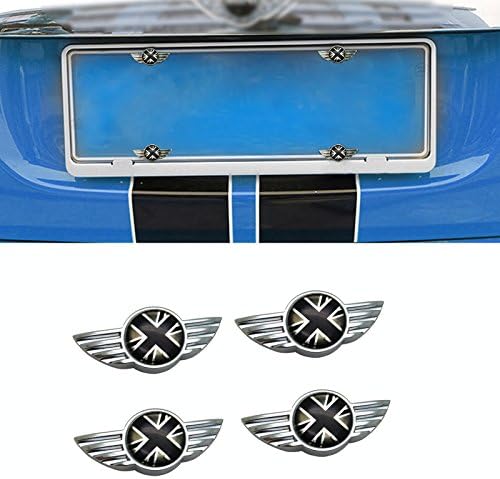 TTN 4pcs Grey Union Jack License Plate Frame Bolt Screws for Mini Cooper