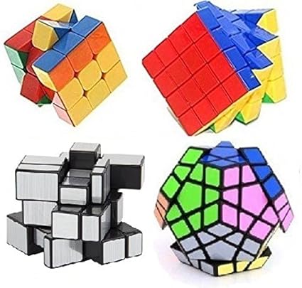 Mayatras Combo of Shengshou Master, 3x3, Silver Mirror Cube & 4*4 Stickerless Cube Magic Rubik Puzzle(4 Pcs)