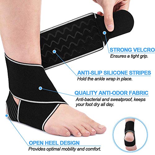 Beister Adjustable Compression Ankle Brace, Elastic Foot Support Wrap, Sprains Foot Brace for Sports Protect, Arthritis, Plantar Fasciitis, Achilles Tendonitis