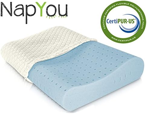 NapYou Amazon Exclusive Contour Ventilated Cooling Gel Memory Foam Bed Pillow with AirCell Technology &amp; Cool Washable Cover