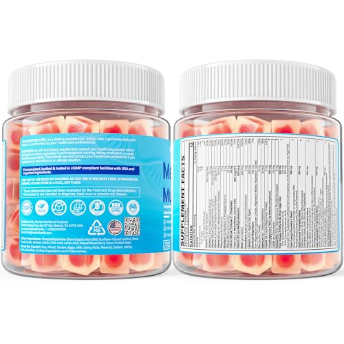 Methylated Multivitamin for Women & Men Gummies w/ Omega-3, Calcium, D3 K2, Methylfolate & B12, TMG, Daily Vitamins, Mag, CoQ10, Probiotic for 18 30 40 50 60 70+, Overall Health - Vegan, Sugar Free