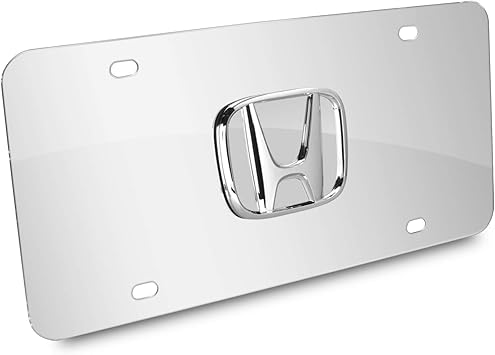 Amazon Com Au Tomotive Gold Inc Honda 3d Logo Chrome Steel License Plate Automotive