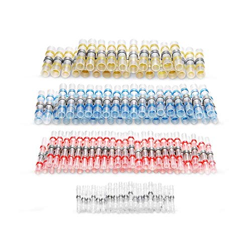 130PCS Solder Seal Wire Connectors | Electrical Waterproof Heat Shrink | Butt Terminals Kit | Premium Connector for Automotive, Marine, Outdoor & Home Wire Applications by Voltions