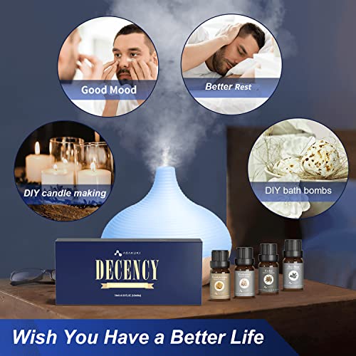 ASAKUKI Essential Oils Gift Set Premium Fragrance Oils for Gentlemen, Candle & Soap DIY Making - Sandalwood, Cedarwood, Frankincense, Teakwood, Sweet Tobacco, Bay Rum, 10ML Wood Scents