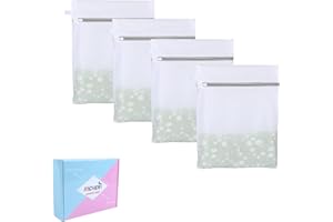 RICHERI Mesh Laundry Bags, Mesh Wash Bags, Durable Mesh Structure with Strong Zipper, Suitable for Underwear, Delicate Clothes, Pants, Shoes, Socks Washing (Small Fine Mesh, XS 10 * 12in*4pcs)