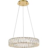 Elegant Lighting Indoor Modern Home Decorative Bright Monroe Integrated LED chip Light Gold Pendant Clear Royal Cut Crystal