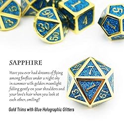 Haxtec Metal Dice Set D&D Sparkling 7PCS DND Dice