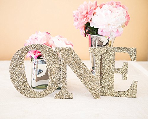 ONE Sign First Birthday Sign in Glitter - Wooden ONE Letters First Birthday Princess Birthday Decor in Glitter One Letters