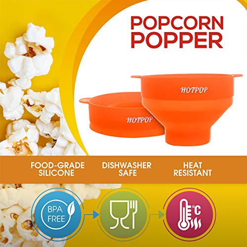 The Original Hotpop Microwave Popcorn Popper, Silicone Popcorn Maker, Collapsible Bowl BPAFree