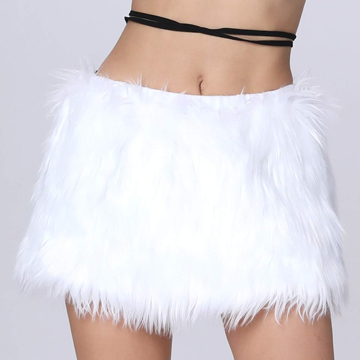 Mini Led Fur Skirt for Women White Light Up Tutu Rave Outfit Unicorn Costume: Clothing