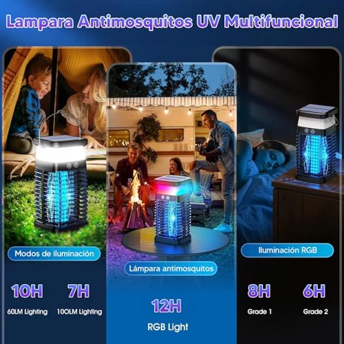 Mata Mosquitos Electrico 20W, 4 en 1 Lámpara Mata Mosquitos con Luz, IPX6 Resistente al Agua Mosquito Killer, 4200V Mata Moscas Electrico para Interior Exteriores Hogar Jardín y Patio Trasero