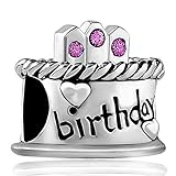 LovelyJewelry Happy Birthday Purple Birthstone Charm Sale Cheap Beads Fit Pandora Jewelry Charms Bracelet Gifts