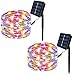 SOLARMKS 2 Pack Solar String Lights,33ft 100 LED Copper Wire Christmas Lights Outdoor Waterproof Garden Decoration for Patio, Gate, Yard, Party, Wedding, Christmas,Xmas Tree (Multicolor)