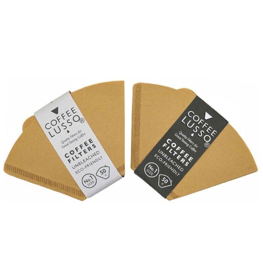 Size 1/No.1/101 Coffee Filter Papers by COFFEE LUSSO, Cone Shaped, Unbleached, Eco Friendly (100)